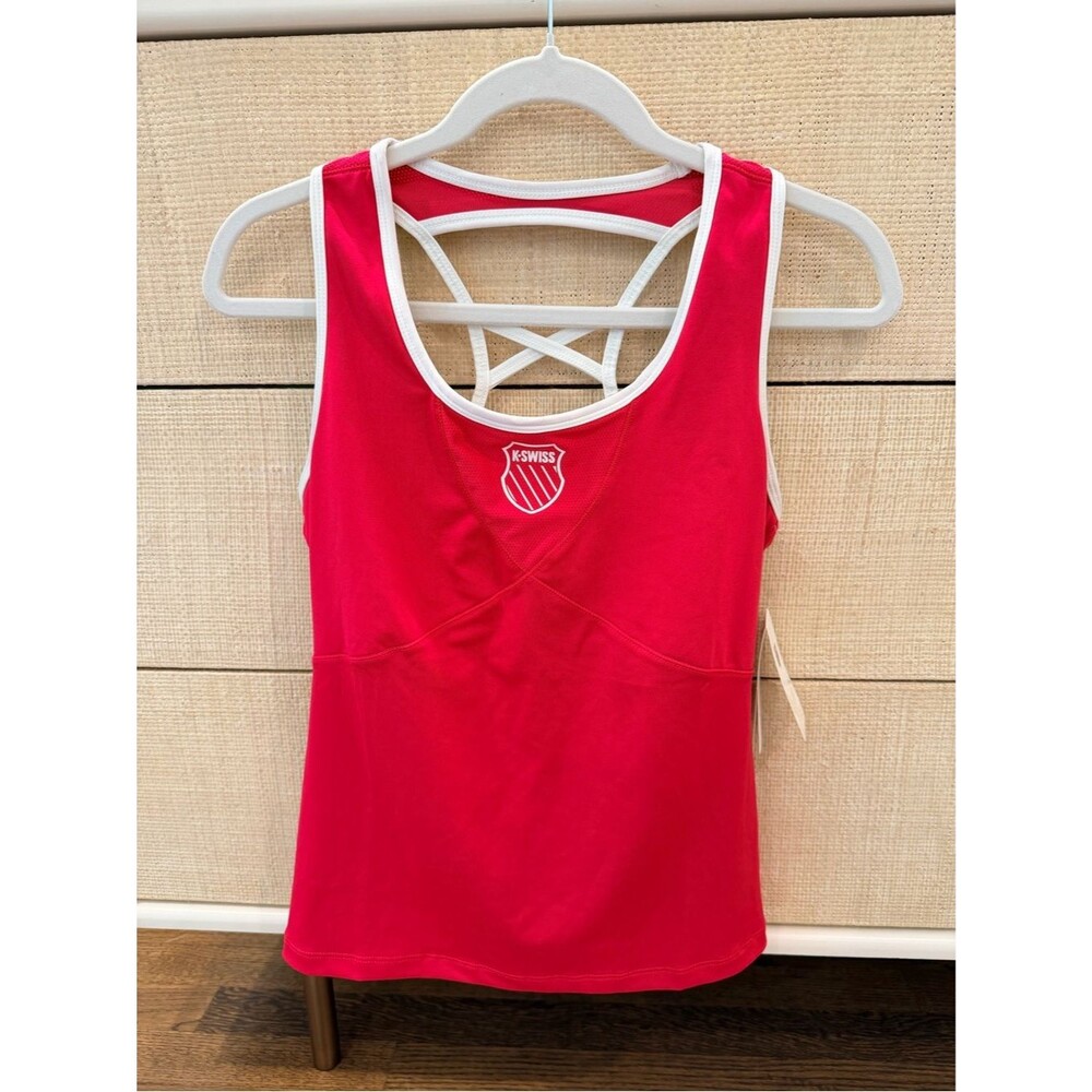 NWT K-Swiss Virtual Pink Criss Cross Tank with White Trim Medium